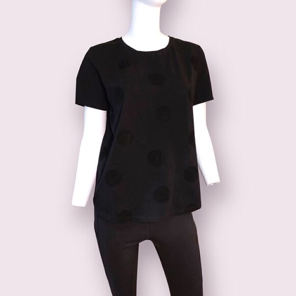 *nwt* ICHI Polkadot Shortsleeve T Shirt Black - Picture 1 of 4